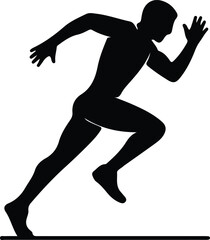 Illustrator Vector Athlete sprinter running fast isolated sport silhouette
