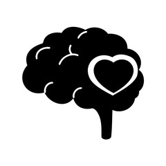 Brain with heart icon illustrating emotional intelligence and cognitive empathy concept