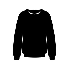 Simple black silhouette of a crewneck sweatshirt on a white background