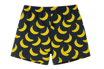 Boxer shorts with banana pattern isolated on transparent background