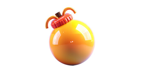 Stylized cartoon bomb in vibrant yellow and red colors on transparent background