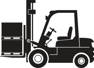 Forklift carrying pallets in silhouette