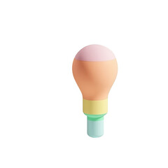 A stylized lightbulb design features a cheerful color palette of peach, pink, and pastel greens, and yellows.