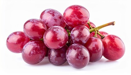 Bunch of Red Grapes Isolated on White Background Fresh and Juicy Fruit Still Life