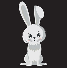 A Rabbit Sitting On The Ground Cartoon Character Vector Design