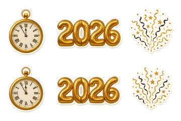 A clock and two balloons with the numbers 20 and 2016 on them