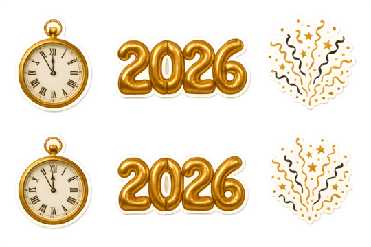 A clock and two balloons with the numbers 20 and 2016 on them - Powered by Adobe