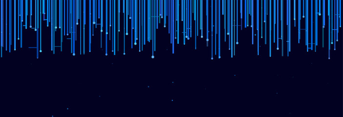 Abstract blue lines and dots vector tech background.