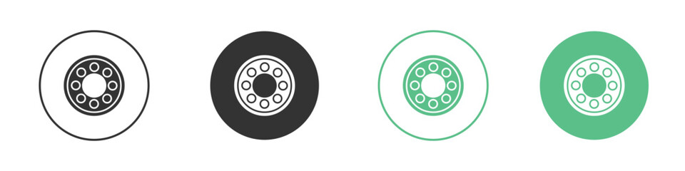 Car bearing icons silhouette in flat black style.