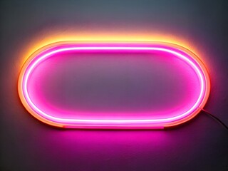 Fototapeta premium Oval neon sign with pink and orange light glowing in the dark, modern and vibrant