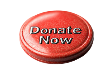 Donate now button pin for charity contributions and philanthropic organizations