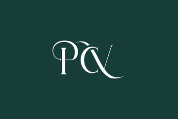 Initial PCV creative letter logo design. Elegant Monogram Logo Design with Decorative Elements and Typography