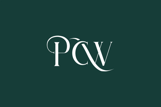 Initial PCW creative letter logo design. Elegant Monogram Logo Design with Decorative Elements and Typography