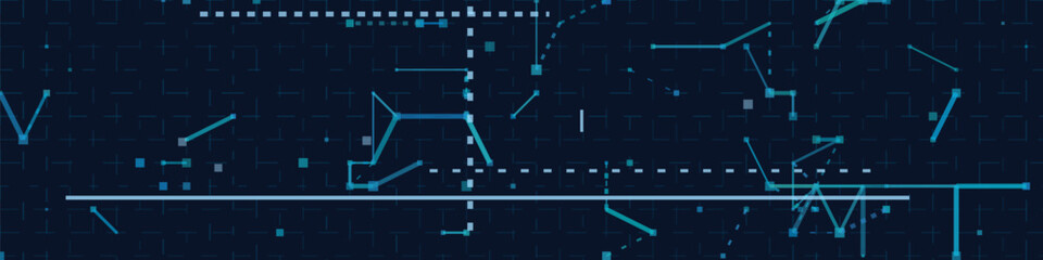 Futuristic digital design with geometric lines and elements.