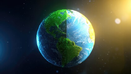 Obraz premium Earth split by day and night, digitally rendered