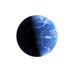 Blue Earth Planet isolated on white transparent background, PNG 