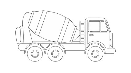  continuous line art with drawing art of cement mixer jpg