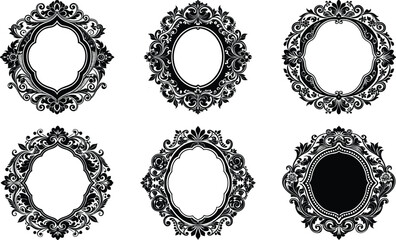 Fototapeta premium Vector art of collection of six vintage ornate frames for decorative design elements
