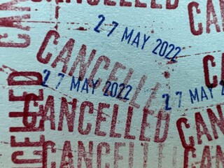 Stamped letters on old paper, date, month and year.