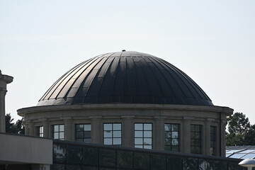 distinctive vertical shutters of the Centennial Hall in Wroclaw and domes of the film studio
