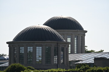 Fototapeta premium distinctive vertical shutters of the Centennial Hall in Wroclaw and domes of the film studio 