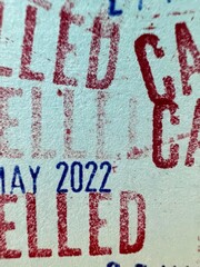 Stamped letters on old paper, date, month and year.