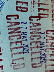 Stamped letters on old paper, date, month and year.