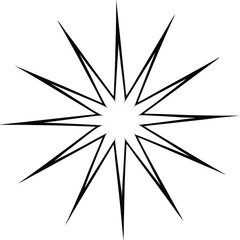 Obraz premium Black abstract starburst shape with sharp pointed rays on a white background vector illustration