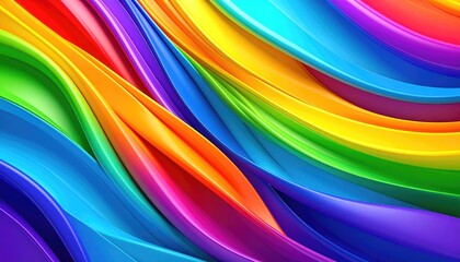 Vibrant rainbow curves swirl in abstract colorful design