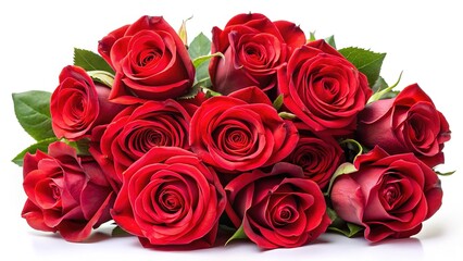 Obraz premium A stunning bouquet of luxurious red roses, symbolizing love and passion on white