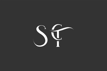 Initial SCT creative letter logo design. Elegant Monogram Logo Design with Decorative Elements and Typography