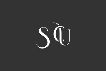 Initial SCU creative letter logo design. Elegant Monogram Logo Design with Decorative Elements and Typography