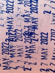Stamped letters on old paper, date, month and year.