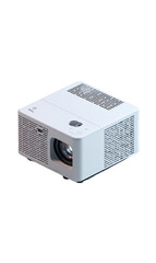 Fototapeta premium Compact white projector, square, angled view