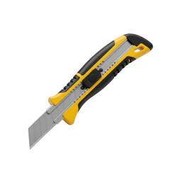 Utility knife with retractable blade isolated on transparent background