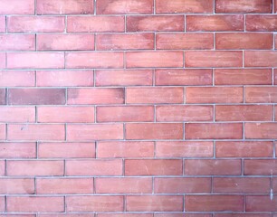 Red Brick Wall, Red color brick wall for brickwork background design . Panorama format .
