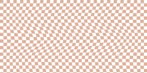 Groovy checker seamless pattern, wavy abstract retro checkerboard background. Trippy wave board geometric. Funky square warp y2k chess psychedelic 90s print
