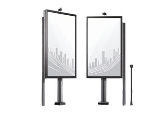 Obraz premium Minimal Line Art Icon of Two Vertical Billboards Transparent PNG