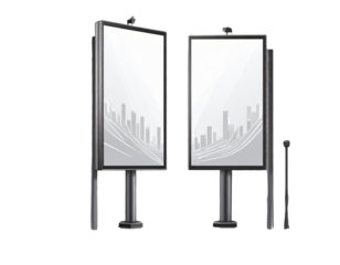 Minimal Line Art Icon of Two Vertical Billboards Transparent PNG