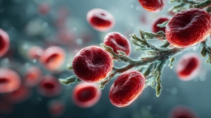 Fototapeta premium Cellular Structures: Detailed Red Blood Cells in a Biological Environment