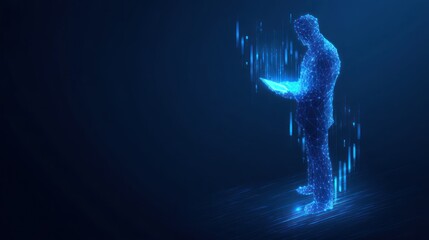 Abstract digital person using a tablet