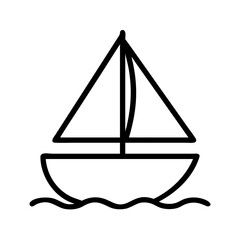 Simple sailboat outline vector illustration for sailing and boating themed graphic designs and art