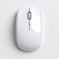 Top View of a White Wireless Computer Mouse on a White Background for Easy Navigation