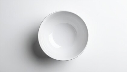 Studio Shot of An Empty White Ceramic Bowl on a White Background