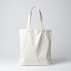 Plain White Canvas Tote Bag with Fabric Handles for Shopping and Groceries