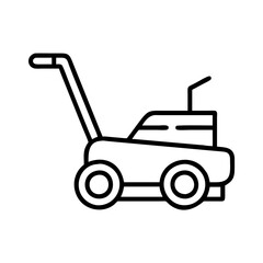 Lawn mower outline vector icon for gardening equipment and lawn care services landscaping tool design