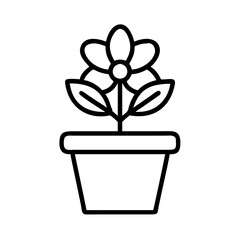 Flower in pot vector illustration, floral design element for spring and summer decoration art