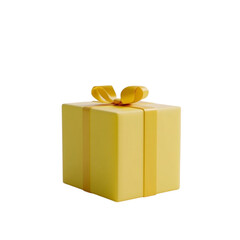 A cheerful yellow gift box with a golden bow a present of joy and surprise