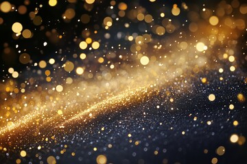 Golden Sparkles Dance Across a Dark Surface During a Festive Celebration.