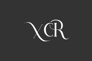 Initial XCR creative letter logo design. Elegant Monogram Logo Design with Decorative Elements and Typography